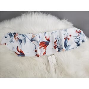 NEW - L*SPACE SWIMWEAR‎ BIRD OF PARADISE LYNN RUFFLE BANDEAU TUBE BIKINI TOP